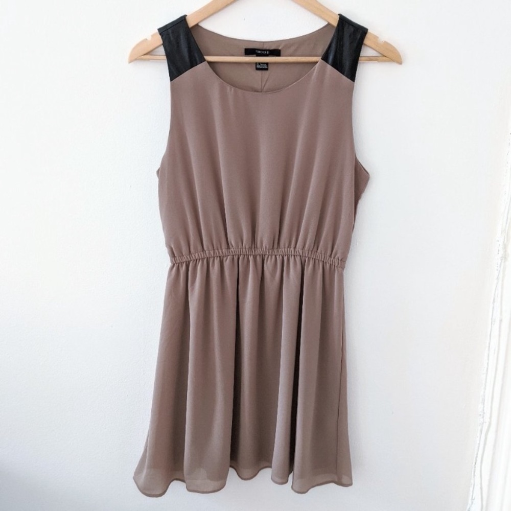 Forever 21 Beige Dress with Leather Straps